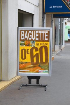 Affichage du prix de la baguette pour une boulangerie.